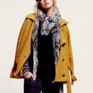Free People Slouchy Textured Wool Mustard Jacket Wool Blend Women's Size Small